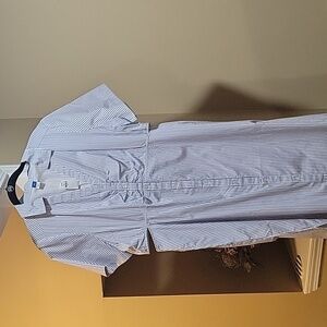 Striped Cutout Midi Shirt Dress